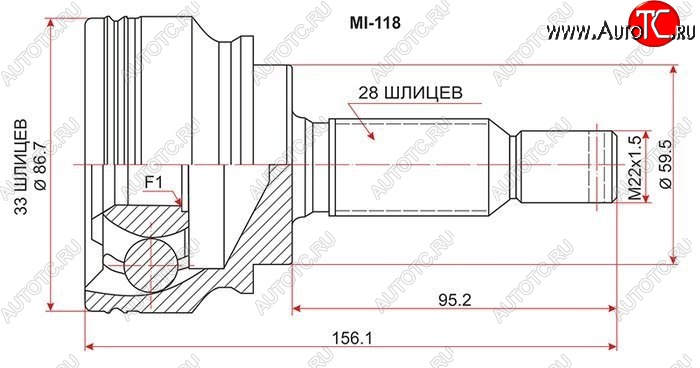 1 779 р. ШРУС SAT (наружный)  Mitsubishi Lancer  10 CY (2007-2017) седан дорестайлинг, хэтчбэк дорестайлинг, седан рестайлинг, хэтчбек 5 дв рестайлинг  с доставкой в г. Керчь