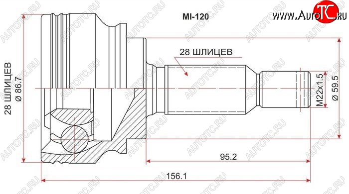 1 899 р. ШРУС SAT (наружный)  Mitsubishi Lancer  10 CY (2007-2017) седан дорестайлинг, хэтчбэк дорестайлинг, седан рестайлинг, хэтчбек 5 дв рестайлинг  с доставкой в г. Керчь