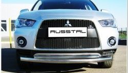19 549 р. Защита переднего бампера (2 трубыØ76 и 42 мм, нержавейка) SLITKOFF Mitsubishi Outlander XL (CW)  рестайлинг (2010-2013)  с доставкой в г. Керчь. Увеличить фотографию 2