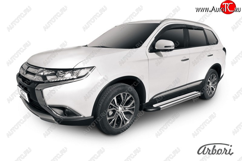 21 999 р. Порожки для ног Arbori Luxe Silver  Mitsubishi Outlander  GF (2015-2018) 2-ой рестайлинг  с доставкой в г. Керчь