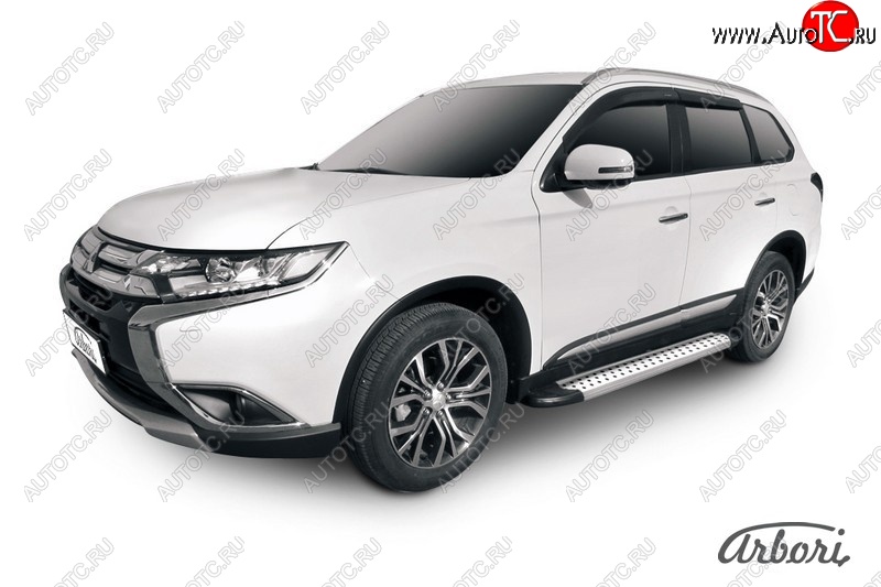 13 499 р. Порожки для ног Arbori Standart Silver Mitsubishi Outlander GF 2-ой рестайлинг (2015-2018)  с доставкой в г. Керчь