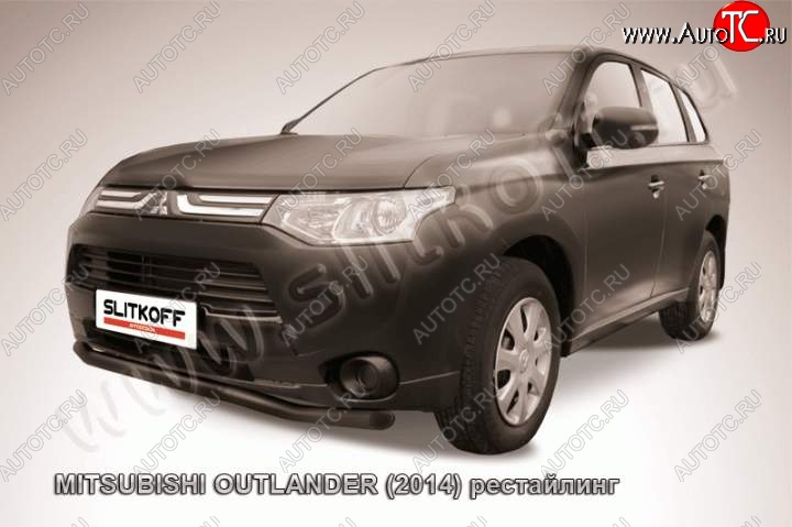 10 599 р. защита переднего бампера Slitkoff (57 мм)  Mitsubishi Outlander  GF (2014-2016) 1-ый рестайлинг (Цвет: серебристый)  с доставкой в г. Керчь