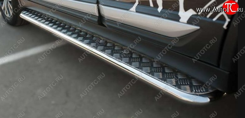 22 999 р. Порожки для ног (Ø42) SLITKOFF  Mitsubishi Outlander  GF (2015-2018) 2-ой рестайлинг (лист - алюминий, профиль - сталь)  с доставкой в г. Керчь