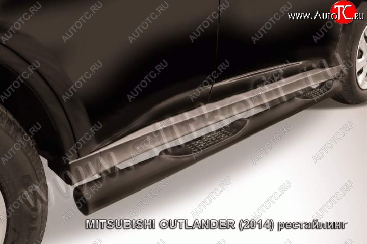 12 399 р. Защита порогов Slitkoff  Mitsubishi Outlander  GF (2015-2018) 2-ой рестайлинг (Цвет: серебристый)  с доставкой в г. Керчь