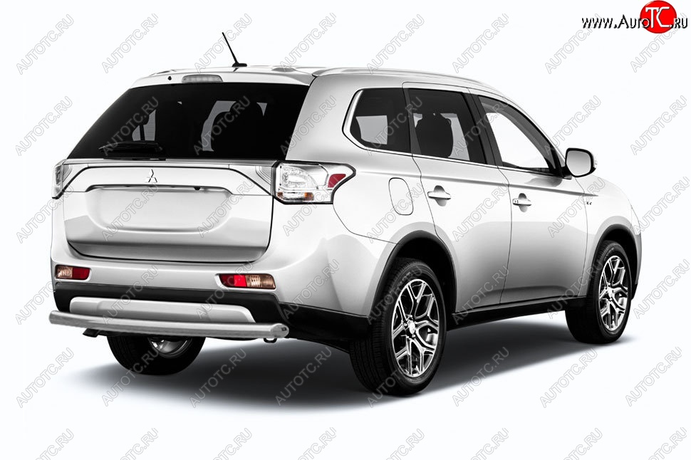 6 349 р. Защита заднего бампера Slitkoff (короткая, d57)  Mitsubishi Outlander  GF (2015-2018) 2-ой рестайлинг (Сталь с полимерным покрытием. Цвет: серебристый)  с доставкой в г. Керчь