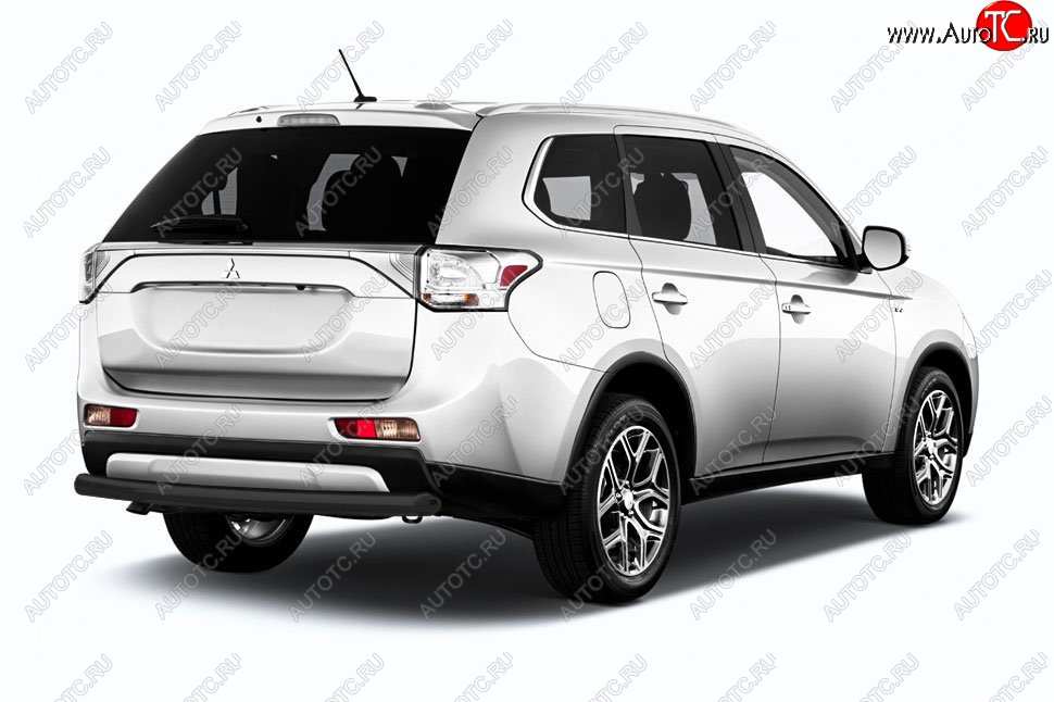 6 349 р. Защита заднего бампера Slitkoff (короткая, d57)  Mitsubishi Outlander  GF (2015-2018) 2-ой рестайлинг (Сталь с полимерным покрытием. Цвет: чёрный)  с доставкой в г. Керчь
