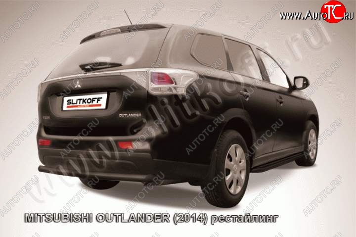 6 349 р. Защита задняя Slitkoff (57 мм)  Mitsubishi Outlander  GF (2014-2016) 1-ый рестайлинг (Цвет: серебристый)  с доставкой в г. Керчь