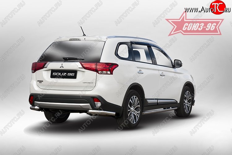 8 504 р. Защита заднего бампера из боковых полированых уголков (d60) Souz-96 Mitsubishi Outlander GF 2-ой рестайлинг (2015-2018)  с доставкой в г. Керчь