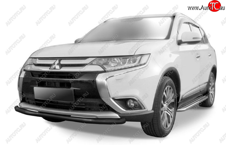 8 449 р. Защита переднего бампера Slitkoff (Ø 57 мм).  Mitsubishi Outlander  GF (2015-2018) 2-ой рестайлинг (Сталь с полимерным покрытием. Цвет: черный)  с доставкой в г. Керчь