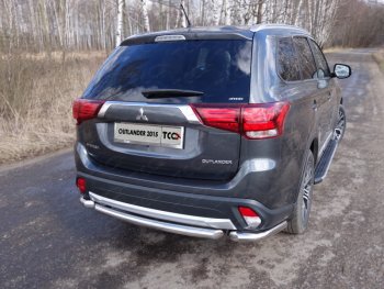 Защита заднего бампера (короткая) ТСС (нержавейка d 60,3 мм) Mitsubishi Outlander  GF (2014-2018) 1-ый рестайлинг, 2-ой рестайлинг