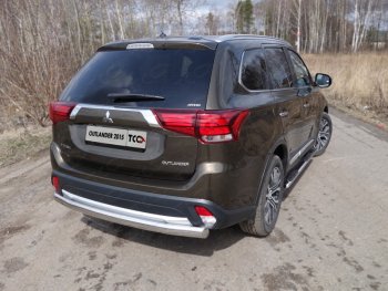 Защита заднего бампера (овальная) ТСС (нержавейка d75х42 мм) Mitsubishi Outlander  GF (2015-2018) 2-ой рестайлинг