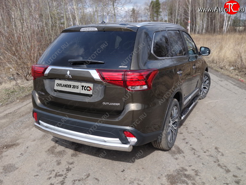 18 999 р. Защита заднего бампера (овальная) ТСС (нержавейка d75х42 мм)  Mitsubishi Outlander  GF (2015-2018) 2-ой рестайлинг  с доставкой в г. Керчь