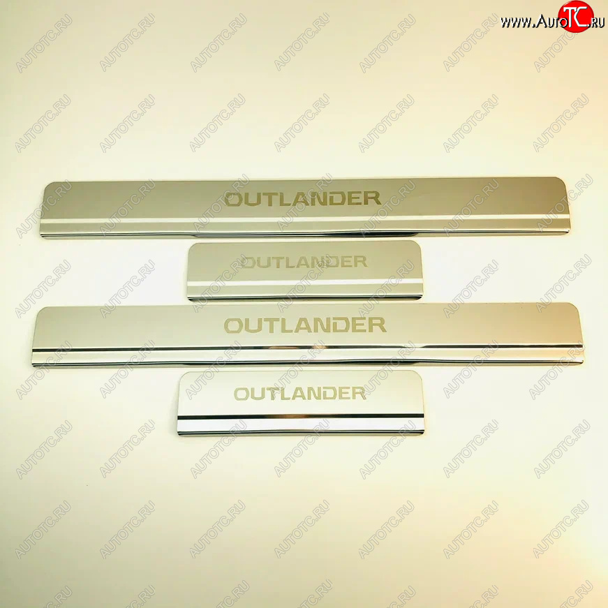 2 199 р. Накладки порожков салона INOX Mitsubishi Outlander GF 3-ий рестайлинг (2018-2022) (Нержавеющая сталь)  с доставкой в г. Керчь