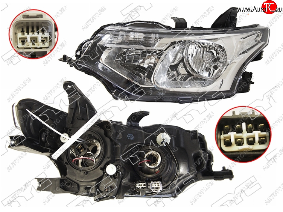 17 599 р. Левая фара (галоген, с электрокорректором, Евросвет) TYC  Mitsubishi Outlander  GF (2012-2016) дорестайлинг, 1-ый рестайлинг  с доставкой в г. Керчь