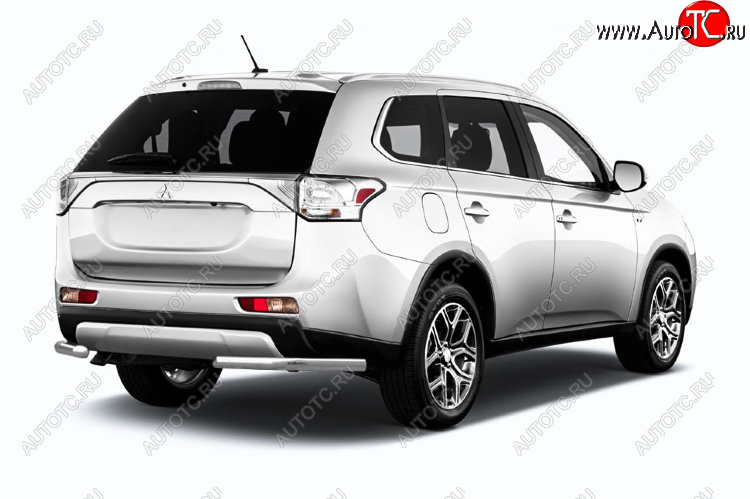 8 999 р. Защита заднего бампера Slitkoff (Ø 57 мм)  Mitsubishi Outlander  GF (2015-2018) 2-ой рестайлинг (Нержавеющая сталь)  с доставкой в г. Керчь