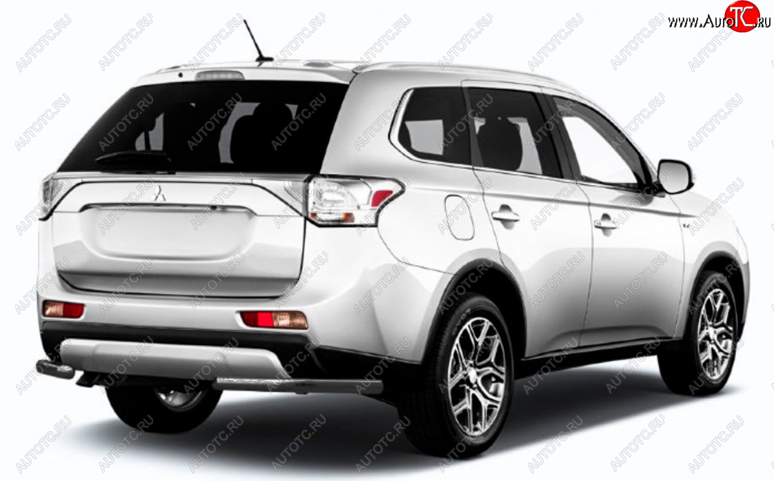6 349 р. Защита заднего бампера Slitkoff (Ø 57 мм)  Mitsubishi Outlander  GF (2015-2018) 2-ой рестайлинг (Сталь с полимерным покрытием. Цвет: черный)  с доставкой в г. Керчь
