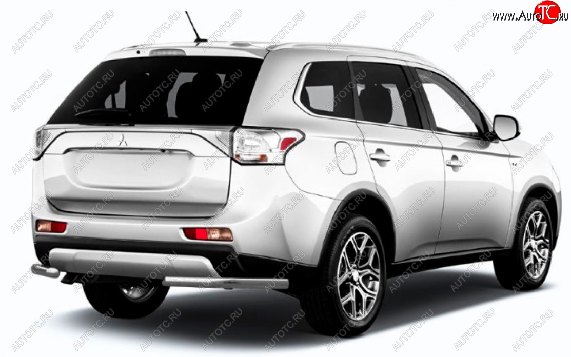 6 349 р. Защита заднего бампера Slitkoff (Ø 57 мм)  Mitsubishi Outlander  GF (2015-2018) 2-ой рестайлинг (Сталь с полимерным покрытием. Цвет: серебристый)  с доставкой в г. Керчь