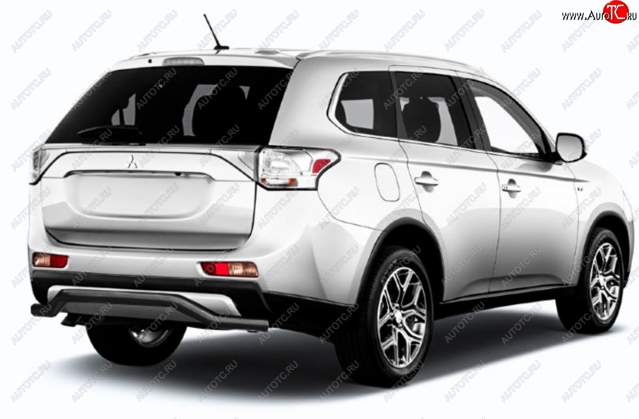 8 349 р. Защита заднего бампера Slitkoff (Ø 57, волна)  Mitsubishi Outlander  GF (2014-2016) 1-ый рестайлинг (Сталь с полимерным покрытием. Цвет: черный)  с доставкой в г. Керчь