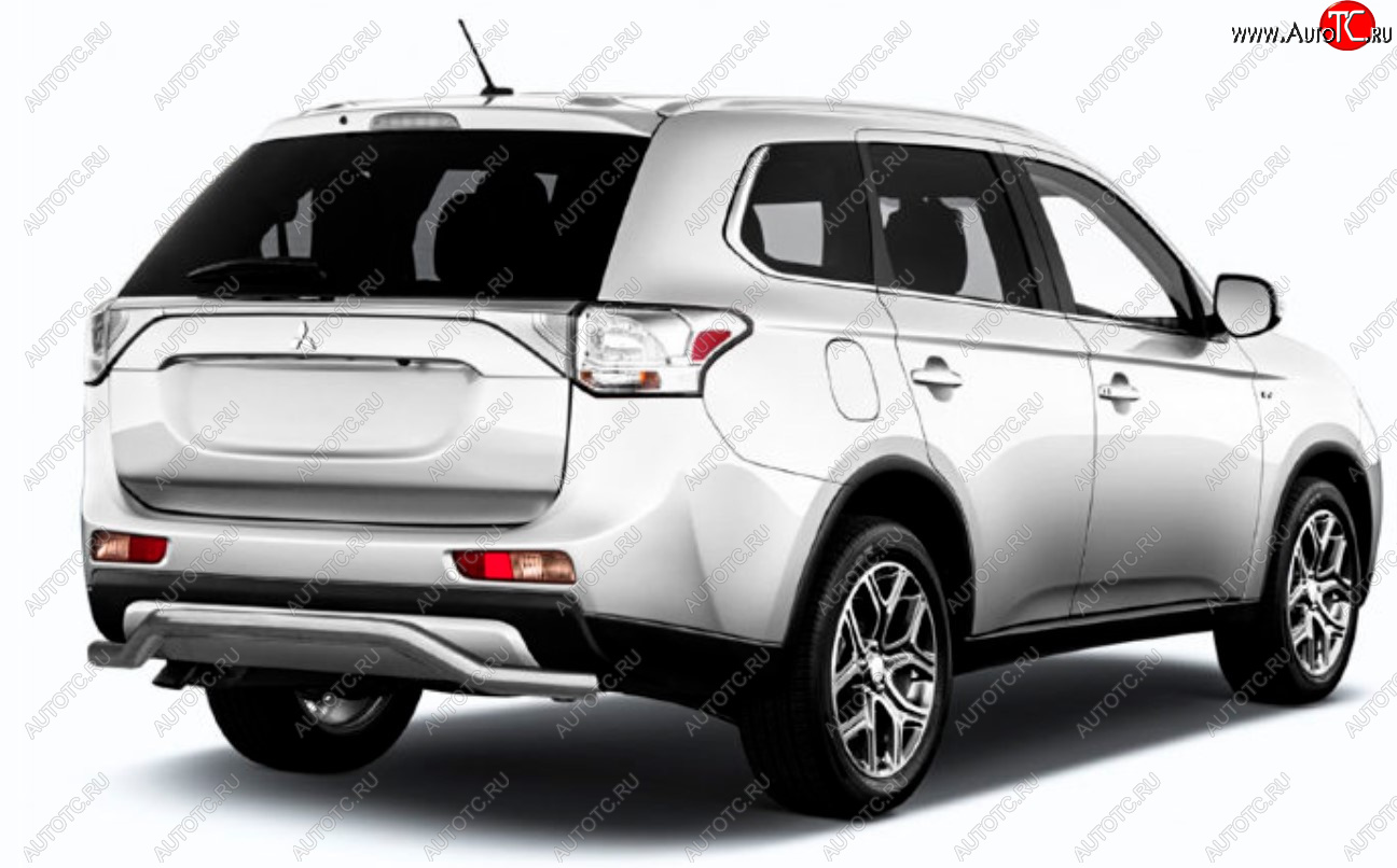 8 349 р. Защита заднего бампера Slitkoff (Ø 57, волна)  Mitsubishi Outlander  GF (2014-2016) 1-ый рестайлинг (Сталь с полимерным покрытием. Цвет: серебристый)  с доставкой в г. Керчь