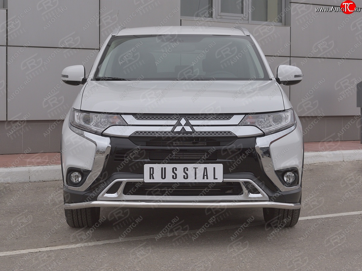 14 749 р. Защита переднего бампера (Ø42 мм, нержавейка) SLITKOFF  Mitsubishi Outlander  GF (2018-2022) 3-ий рестайлинг  с доставкой в г. Керчь