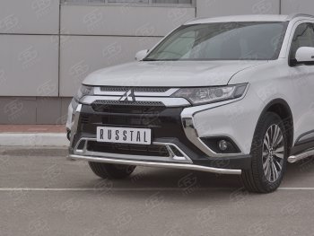 14 749 р. Защита переднего бампера (Ø42 мм, нержавейка) SLITKOFF  Mitsubishi Outlander  GF (2018-2022) 3-ий рестайлинг  с доставкой в г. Керчь. Увеличить фотографию 2