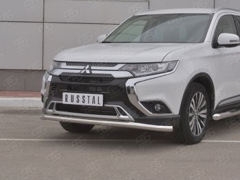14 999 р. Защита переднего бампера (Ø 63 мм, нержавейка) SLITKOFF  Mitsubishi Outlander  GF (2018-2022) 3-ий рестайлинг  с доставкой в г. Керчь. Увеличить фотографию 2
