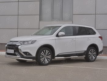 17 549 р. Защита переднего бампера (2 трубы Ø63 и 42 мм, нержавейка) SLITKOFF  Mitsubishi Outlander  GF (2018-2022) 3-ий рестайлинг  с доставкой в г. Керчь. Увеличить фотографию 2