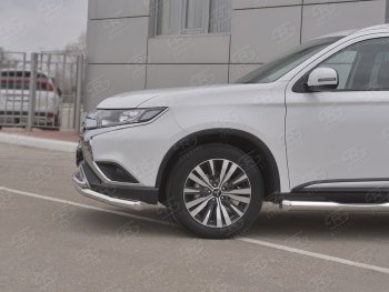 17 549 р. Защита переднего бампера (2 трубы Ø63 и 42 мм, нержавейка) SLITKOFF  Mitsubishi Outlander  GF (2018-2022) 3-ий рестайлинг  с доставкой в г. Керчь. Увеличить фотографию 3