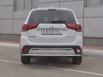 Защита заднего бампера (Ø42 мм, нержавейка) SLITKOFF Mitsubishi Outlander  GF (2018-2022) 3-ий рестайлинг