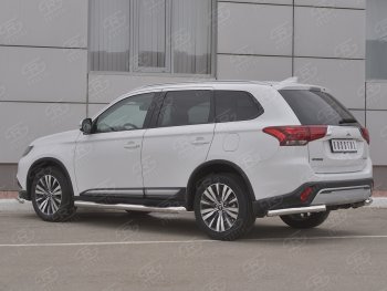 12 499 р. Защита заднего бампера (Ø63 мм уголки, нержавейка) SLITKOFF Mitsubishi Outlander GF 3-ий рестайлинг (2018-2022)  с доставкой в г. Керчь. Увеличить фотографию 2