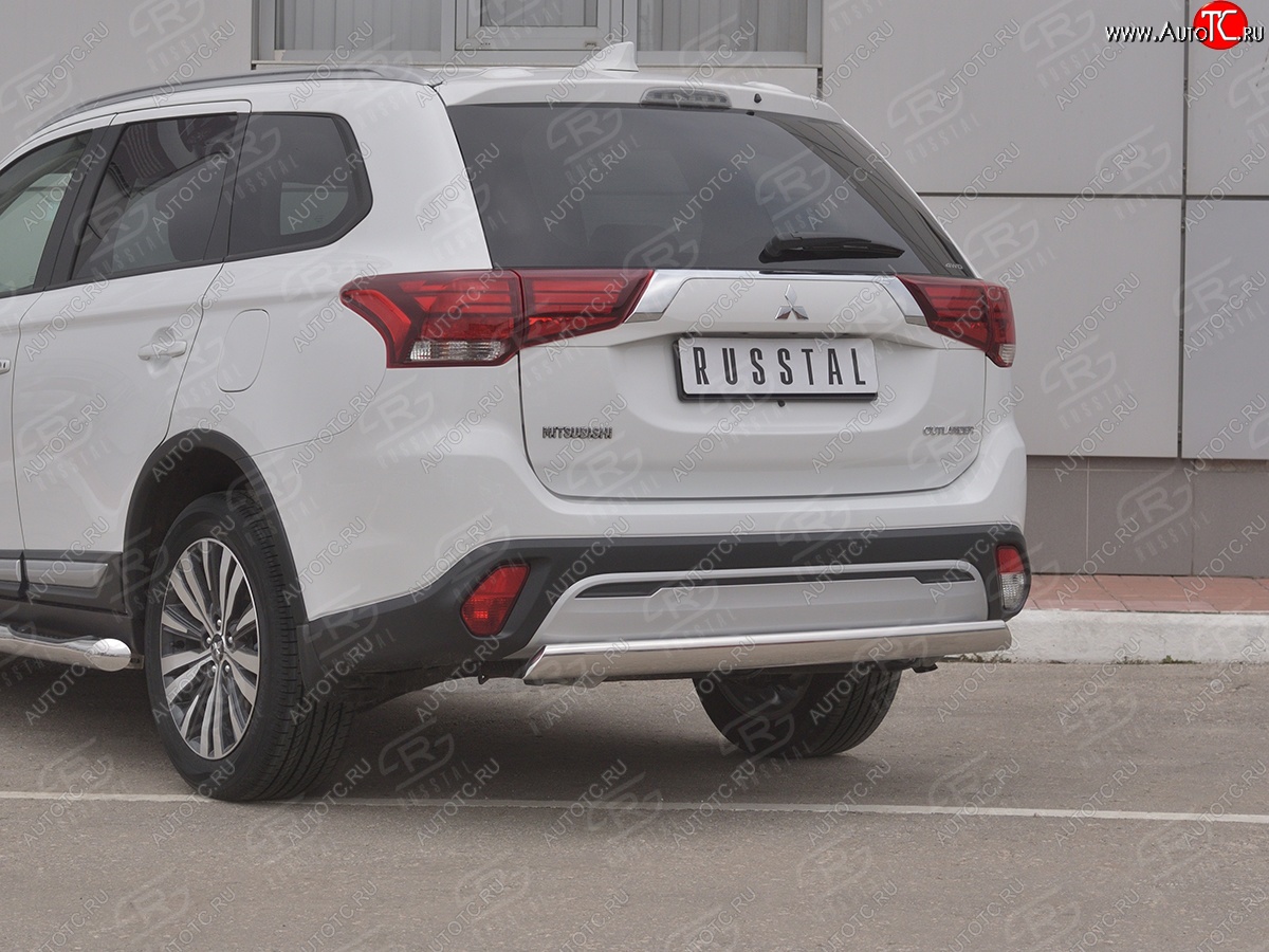 12 749 р. Защита заднего бампера (Ø75x42 мм, нержавейка) Russtal Mitsubishi Outlander GF 3-ий рестайлинг (2018-2022)  с доставкой в г. Керчь