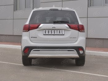12 749 р. Защита заднего бампера (Ø75x42 мм, нержавейка) Russtal Mitsubishi Outlander GF 3-ий рестайлинг (2018-2022)  с доставкой в г. Керчь. Увеличить фотографию 2