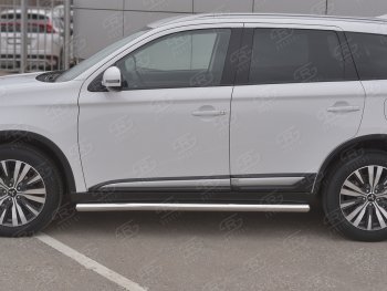 19 999 р. Защита порогов (Ø63 мм, нержавейка) SLITKOFF  Mitsubishi Outlander  GF (2018-2022) 3-ий рестайлинг (Металлические торцы под 90°)  с доставкой в г. Керчь. Увеличить фотографию 2