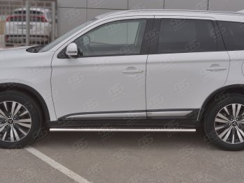 16 649 р. Защита порогов (Ø75x42 мм с проступью, нержавейка) Russtal Mitsubishi Outlander GF 3-ий рестайлинг (2018-2022)  с доставкой в г. Керчь. Увеличить фотографию 2