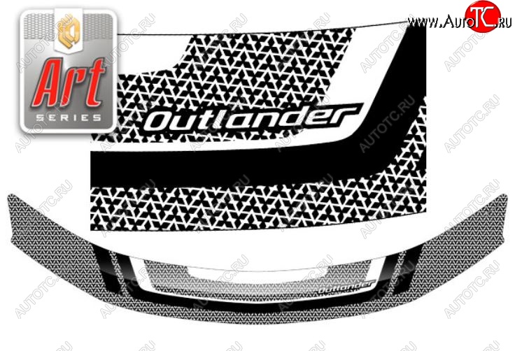 2 199 р. Дефлектор капота CA-Plastiс  Mitsubishi Outlander  XL (2005-2009) (CW)  дорестайлинг (Серия Art черная)  с доставкой в г. Керчь