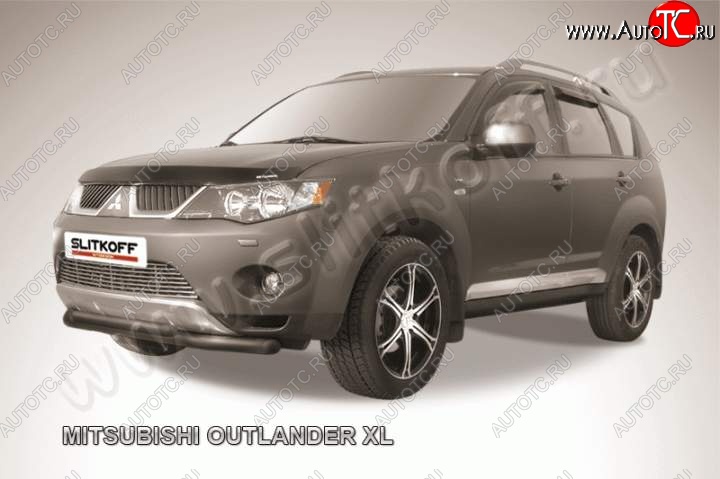 9 449 р. Защита переднего бампер Slitkoff Mitsubishi Outlander XL (CW)  дорестайлинг (2005-2009) (Цвет: серебристый)  с доставкой в г. Керчь