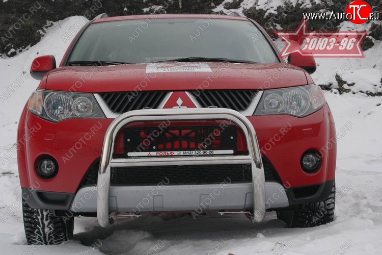 9 584 р. Защита переднего бампера Souz-96 (d60) Mitsubishi Outlander XL (CW)  дорестайлинг (2005-2009)  с доставкой в г. Керчь