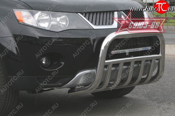 16 064 р. Защита переднего бампера с нижней защитой Souz-96 (d60) Mitsubishi Outlander XL (CW)  дорестайлинг (2005-2009)  с доставкой в г. Керчь