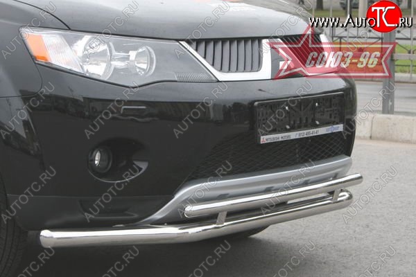 15 659 р. Защита переднего бампера двойная Souz-96 (d460/42) Mitsubishi Outlander XL (CW)  дорестайлинг (2005-2009)  с доставкой в г. Керчь