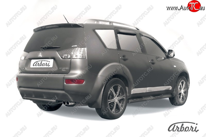 5 399 р. Защита заднего бампера Arbori (короткая, черная, 1 труба d57 mm). Mitsubishi Outlander XL (CW)  дорестайлинг (2005-2009)  с доставкой в г. Керчь