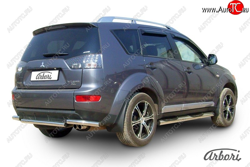 8 999 р. Защита заднего бампера Arbori (короткая, нержавейка, 1 труба d57 mm). Mitsubishi Outlander XL (CW)  дорестайлинг (2005-2009)  с доставкой в г. Керчь