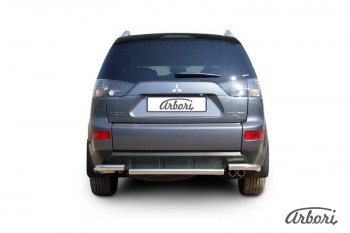 8 180 р. Защита заднего бампера Arbori (уголки, нержавейка, 1 труба d57 mm). Mitsubishi Outlander XL (CW)  дорестайлинг (2005-2009)  с доставкой в г. Керчь. Увеличить фотографию 2