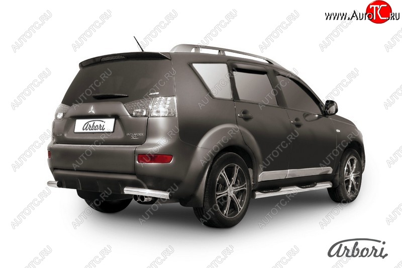 8 180 р. Защита заднего бампера Arbori (уголки, нержавейка, 1 труба d57 mm). Mitsubishi Outlander XL (CW)  дорестайлинг (2005-2009)  с доставкой в г. Керчь