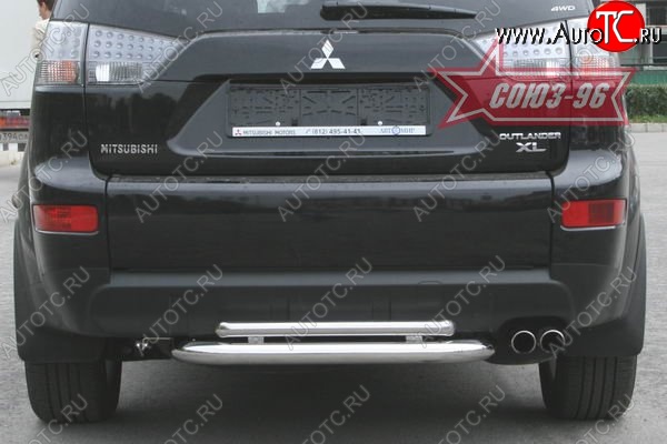 11 879 р. Двойная защита заднего бампера Souz-96 (d60/42) Mitsubishi Outlander XL (CW)  дорестайлинг (2005-2009)  с доставкой в г. Керчь