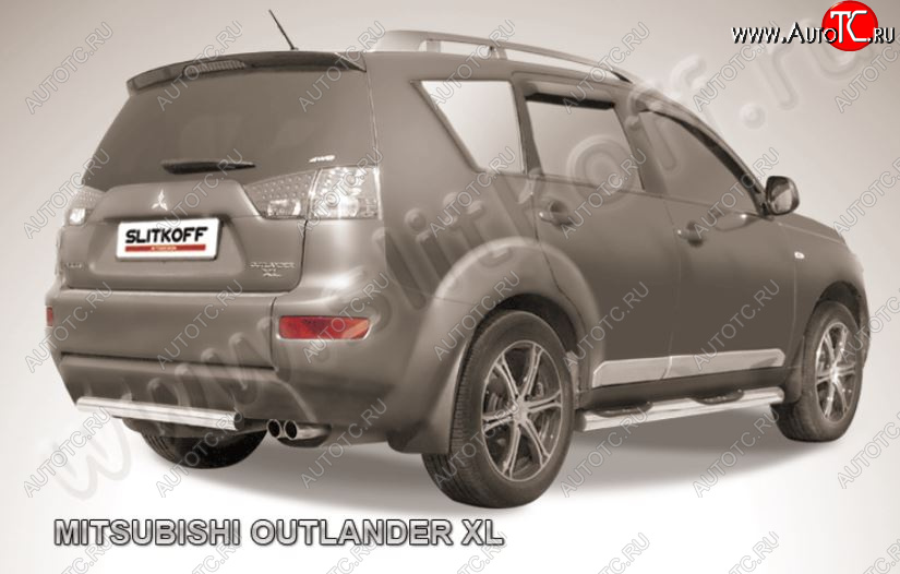 8 999 р. Защита заднего бампера из короткой трубы диаметром 57 мм Slitkoff Mitsubishi Outlander XL (CW)  дорестайлинг (2005-2009) (Нержавейка, Полированная)  с доставкой в г. Керчь