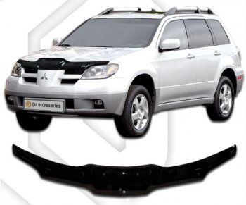 1 899 р. Дефлектор капота CA-Plastic Mitsubishi Outlander CU (2003-2009) (серия Classic черный)  с доставкой в г. Керчь. Увеличить фотографию 2