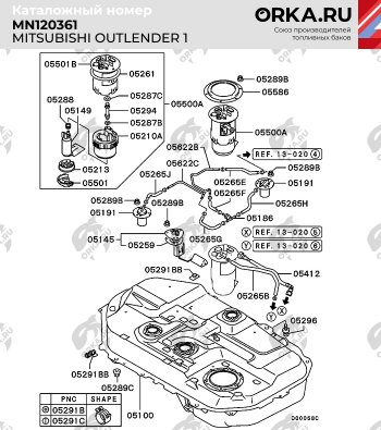 18 999 р. Бак топливный BAKPLAST (60 л., пластиковый)  Mitsubishi Outlander  CU (2003-2009)  с доставкой в г. Керчь. Увеличить фотографию 2