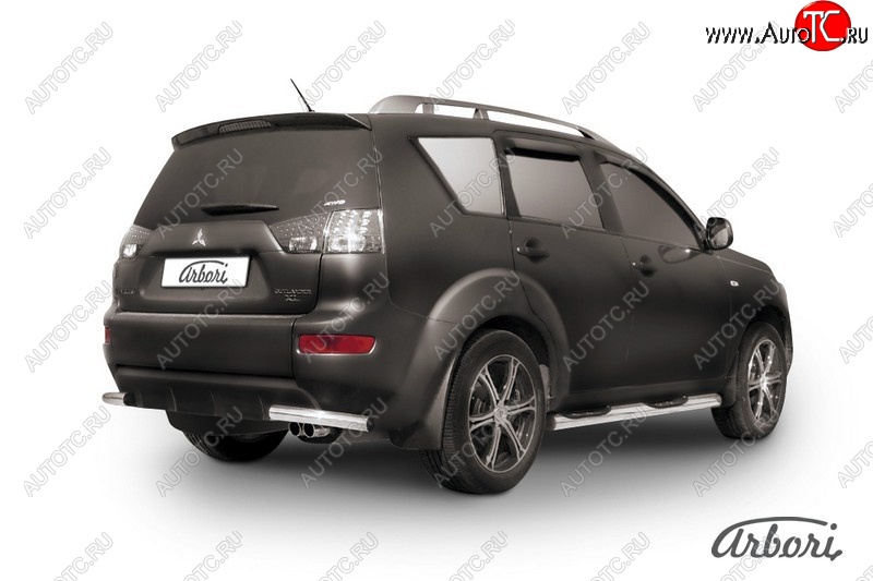 8 180 р. Защита заднего бампера Arbori (уголки, нержавейка, 1 труба d57 mm). Mitsubishi Outlander XL (CW)  рестайлинг (2010-2013)  с доставкой в г. Керчь