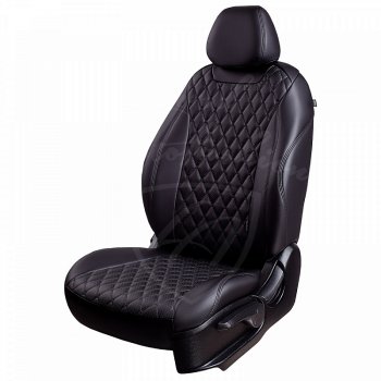 Чехлы для сидений Lord Autofashion Байрон (экокожа) Mitsubishi Outlander  XL (2005-2013) (CW)  дорестайлинг, (CW)  рестайлинг (Черный, вставка черная, строчка черная)