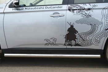 19 549 р. Защита порогов на SLITKOFF (труба D63)  Mitsubishi Outlander  GF (2012-2014) дорестайлинг (Защита порогов с со скосами на торцах (вариант 1))  с доставкой в г. Керчь. Увеличить фотографию 4